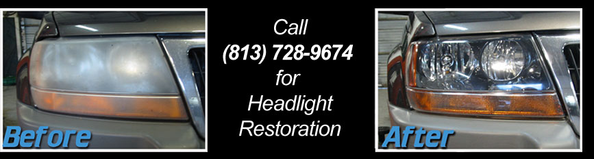 Mobile Headlight restoration in Tampa Florida - Smallest Detail